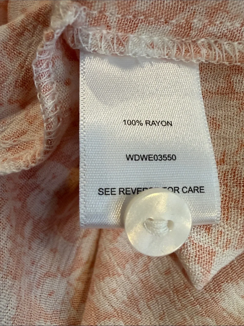NWT-Lost + Wander Floral Button Front Mini Shirt Dress XS/S NWT Peach Whte Rayon - Picture 11 of 13